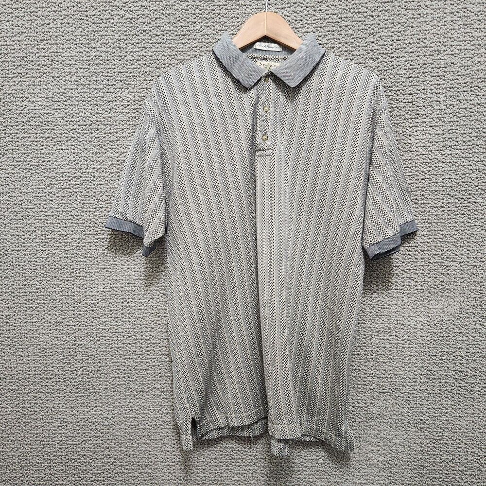 SHANE by Rome Men's Gray Diamond Pattern Mercerized Polo Shirt Size L